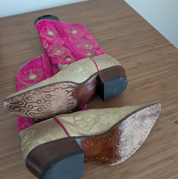 Cowgirl Boots Pink Gold Caborca by Liberty Black Waterloo Boots Size 7.5 - Picture 7 of 7